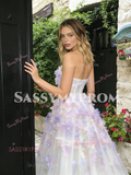 Sweetheart Floral Lavender A Line Tulle Prom Dress