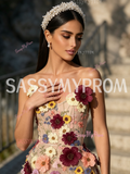Sweetheart Lace Floral Sheath Column Prom Dress With Slit