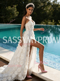 Rose White Sweetheart Sequin Sheath Prom Dress With Detachable Train