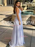 Light Purple Halter Pleats A Line Chiffon Prom Dress