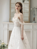 3D Butterflies White Tulle Princess Wedding Dress