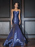 Tulle Trumpet Mermaid Sparkle Blue Sweetheart Wedding Dress