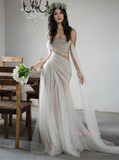 Tulle A Line See Through Off The Shoulder Wedding Dress