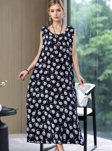 Black Print Effortlessly Chic Maxi Dresse