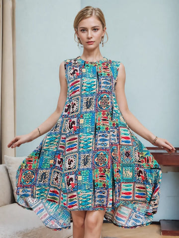 Bold Patchwork Patterns  A-Line Dress