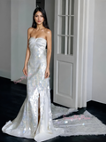 Colorful Sequin Trumpet Mermaid Sweetheart Ruched Wedding Dress