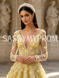 Sassymyprom elegant yellow bodice detail close-up front