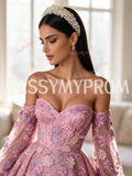 Sassymyprom floral applique bodice detail close-up