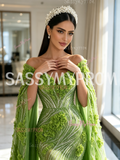 Sassymyprom green beaded flower bodice close up detail