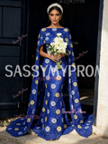Sassymyprom royal blue floral lace column gown full front view