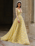 	Sassymyprom yellow A-line beading prom dress hero front view