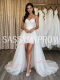 Sheath Column Lace Wedding Dress With Detachable Train