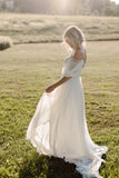 Chiffon Short Sleeve Off-the-shoulder Wedding Dress
