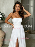 simple a-line wedding dress with slit