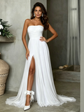 simple ruched wedding dress a-line