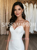 Satin Spaghetti Strap Trumpet Mermaid Wedding Dress