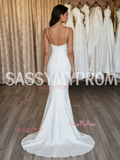 Satin Spaghetti Strap Trumpet Mermaid Wedding Dress