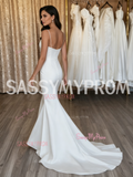 Satin Spaghetti Strap Trumpet Mermaid Wedding Dress