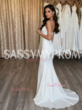 Satin Spaghetti Strap Trumpet Mermaid Wedding Dress