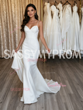 Satin Spaghetti Strap Trumpet Mermaid Wedding Dress