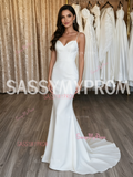Satin Spaghetti Strap Trumpet Mermaid Wedding Dress