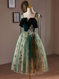 Sequin Velvet Green A-Line Tulle Short Homecoming Dress