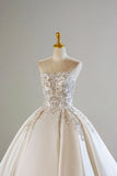 Beading Satin Ball Gown Ivory Strapless Wedding Dress