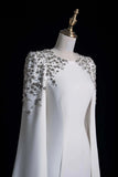 Beading Cape Sleeve Long Sleeve Scoop Spandex Prom Dress