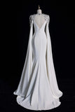 Beading Cape Sleeve Long Sleeve Scoop Spandex Prom Dress