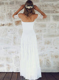 Short Sleeves Lace Boho Off-the-Shoulder Wedding Dress