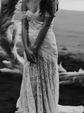 Ivory Lace Beach Mermaid Sweetheart Boho Wedding Dress