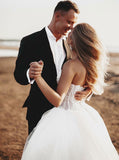 Strapless A-Line Sweetheart Tulle Wedding Dress with Appliques