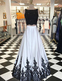 Open Back Long White Two Piece Batea Prom Dress 