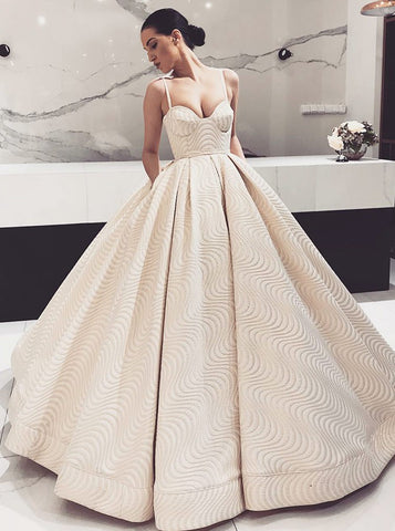 Light Champagne Ball Gown Spaghetti Straps Quinceanera Dress