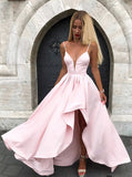 Lovely Split V-neck Pink Spaghetti Straps Formal Prom Dress