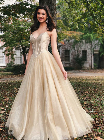 Elegant Long Sweetheart Light Champagne Prom Evening Dress