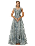 Silver Scoop A Line Beading Tulle Prom Dress