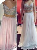 Two-pieces Spaghetti Floor-length Sequins Sweetheart Prom Dress