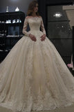 Ball Gown Off-the-shoulder Long Sleeves Lace Wedding Dress