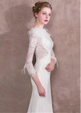  Lace & Spandex Bateau White Mermaid Evening Dress