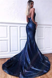 V-Neck Backless Halter Sequins Sleeveless Mermaid Prom Dress