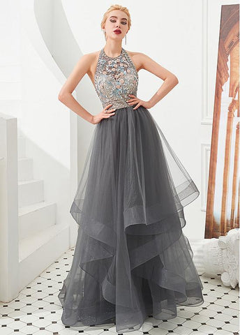 Shining Beading Ball Gown Tulle Jewel Handmade Flower Evening Dress Sassymyprom Shining Beading Ball Gown Tulle Jewel Handmade Flower Evening Dress Sassymyprom
