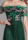 Fashionable Lace Off-the-shoulder Embroidery Prom Formal Dress 