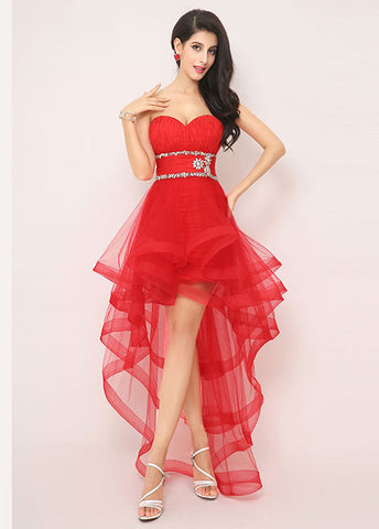 Exquisite Silk-like Tulle Sweetheart Neckline Hi-lo A-line Prom Dresses