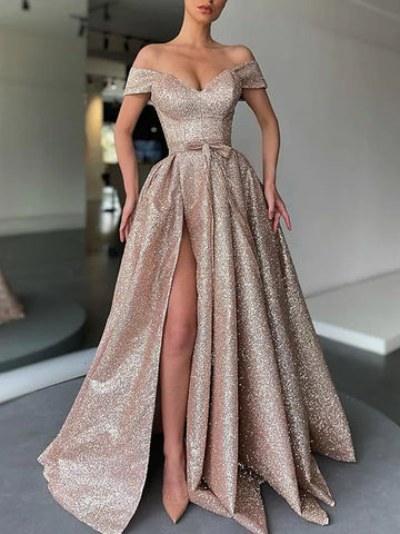 High Split Formal Sequin Prom Dress