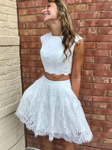 Princess Lace Lace Scoop White Short/Mini Homecoming Dress