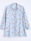  Goldfish Print Striped Button Up Shirt