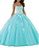 Sweetheart Prom Long Dresses Quinceanera Gown with Crystal Sequins