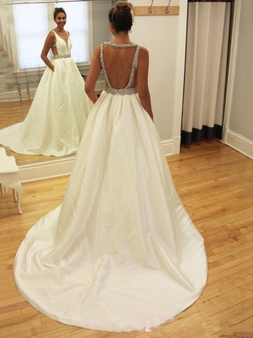 A-Line Open Back Wedding Dress