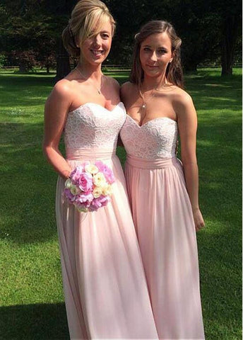 Exquisite Lace & Chiffon Sweetheart Neckline A-line Bridesmaid Dresses